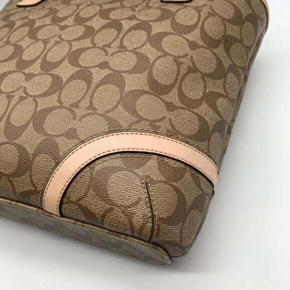 Coach Brown And Tan Coated Canvas Peyton Heritage Shoulder Tote Bag F18922 - Picture 8 of 11